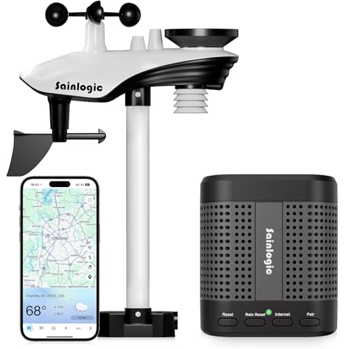 Sainlogic WiFi Smart Weather Station SA7 with 24H/ 7D Accurate Weather Forecast by Weatherseed® AI,Weather Stations Wireless Indoor Outdoor,2-Year Data Storage (No Display,Only 2.4G)