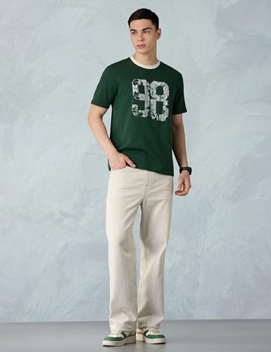 Image of Amazon Brand - Symbol Men Regular Fit Ringer T-Shirt | Half Sleeves | Graphic Printed | Available in Plus Size