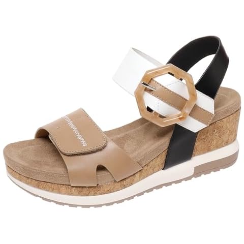 Pierre Dumas Lyra-2 Women's Platform Wedge Adjustable Hook and Loop Comfortable Fashion Sandal (Natural, US Footwear Size System, Adult, Women, Numeric, Medium, 9) Cover