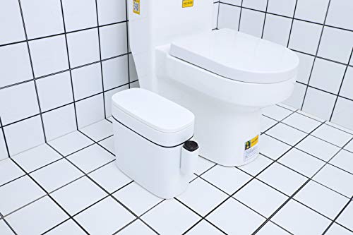 Klgo 12 Liter Slim Plastic Trash Can With Lid,2.6 Gallon Double Barrel Waste Basket,Rectangular Press Garbage Container Bin For Bathroom,Bedroom,Kitchen And Office,White (12 Liter) #TOP6