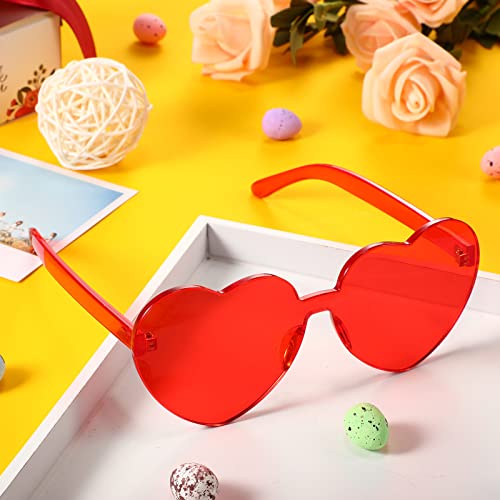 Maxdot 5 Pcs Halloween Heart Shaped Sunglasses Rimless Heart Glasses Women for Cosplay Party4