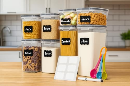 Kit 8 Potes Herméticos de Mantimentos com Tampa à Prova de Ar + E...