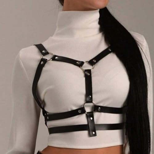 Punk Belt Goth Leather Body Chain Black Waist Chain Belts Sexy Adjustable Body Accessories for Women Girls4