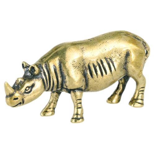 DECORNIJIA ビンテージ真鍮製サイ像 小型卓上装飾品 銅製工芸品 コレクション用デスクトップ置物