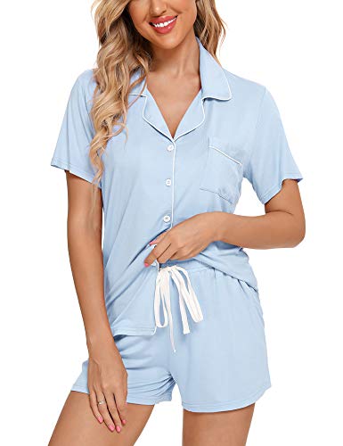 Senert Pajamas Set For Women Short Sleeve Sleepwear Soft Button Down Post Partum Pjs Set Maternity Lounge Sets S-XXL