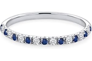 Blue Sapphire & White Diamond Half Eternity Wedding Band