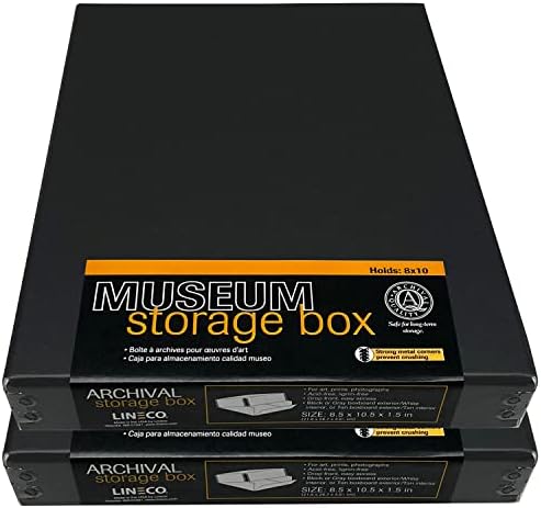 Lineco 11x14 Black Museum Archival Storage Box, Drop Front Design, 11 1/2x15x3 in. Acid-Free with Metal Edge. Protects Picture Longevity, Organize Photos or Documents, Crafts, DIY