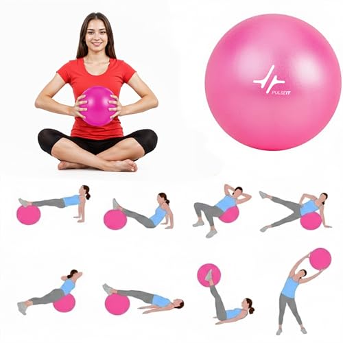 Image of PulseITOrbit Yoga Ball 25cm for Exercise, Balance & Core Strength | Anti-Burst Mini Pilates Ball for Home Workout, Yoga, Stability Training & Physical Therapy | Inflatable Soft Gym Ball (Pink)