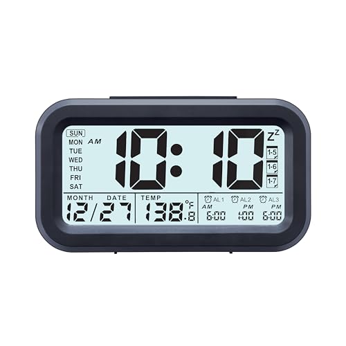 Image of Ajanta Stylish Digital Alarm Clock Black LCD-150 | Luxury Tabletop Clock with One-Click Backlight, Temperature, 3 Alarms