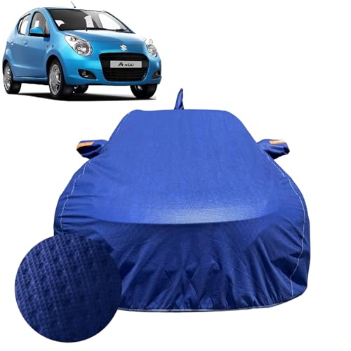 Image of Car Cover for Maruti Suzuki A Star (2008-2014) |100% Waterproof Cover with Antenna & Reflective Mirror Pockets | Dustproof, Scratchproof, Heatproof A-Star Car Cover |Soft Cotton Lining| Blue