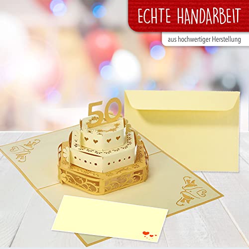 Lin17326 - Lin Pop Up Wedding Cards, Wedding Invitations, 3D Card Anniversary, 3D Cards Greeting Cards 50Th Wedding, 50Th Wedding Anniversary Wedding Greeting, Cake, N212 #TOP3