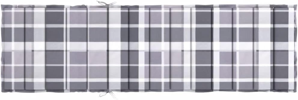 vidaXL Sun Lounger Cushion – Comfortable, Durable, and Versatile | Suitable for Patio/Garden Furniture and Indoor Use | Gray Check Pattern, Oxford Fabric, Foam Fiber Filled