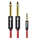 ANNNWZZD 1/8 to 1/4 Stereo Cable, 1/4 to 3.5mm 1/8 TRS Y Splitter Audio Cord Compatible with Phone, PC, Computer Sound Card 10ft/3m