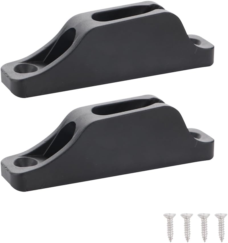 VTurboWay 2-Pack Marine Grade Nylon Kayak Cord Lock Cleats for 6mm Soft Rope - Rope Tensioners with Free Screws