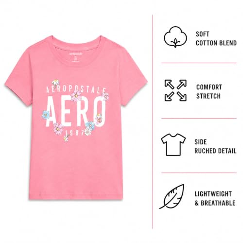 Image of Girls T Shirts - Soft Cotton Blend Short Sleeve Cute Graphic Tees - Classic Crewneck Logo Tee Girls Shirts (Sizes: 7-16)