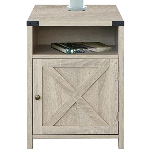 Rainbowsophianightstandfarmhousebedsidetablewithcabinetandshelves18x18x24incheswhiteoak Urban Country Home Decor Rainbow sophia nightstand farmhouse bedside table with cabinet and shelves 18 x 18 x 24 inches white oak urban country home decor