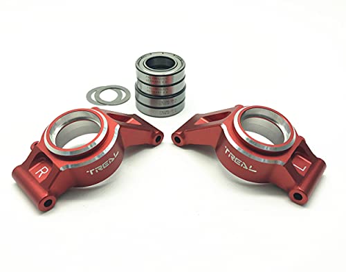 Moyeux arrière Treal anti casse pour Traxxas X-Maxx en alu rouge 7075