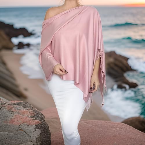 Cashmere Feel Wrap Soft Poncho Tartan Blanket Scarf Oversized Thick Pashmina Tall Plus Size Women's Outerwear4