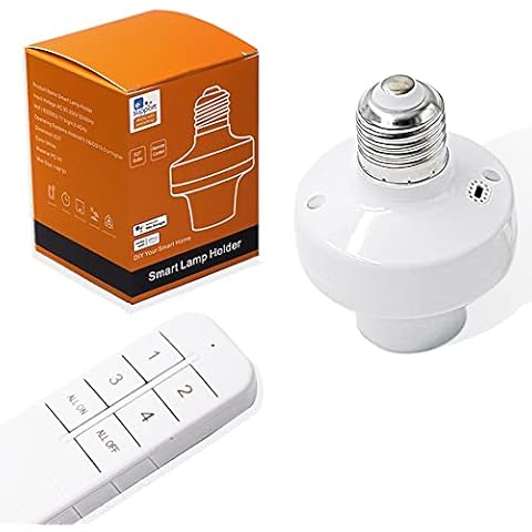 QIACHIP Wi-Fi Smart 2.4G Remote Control Light Socket E26 E27 Bulb Socket Adapter, eWeLink APP Remote Timing, Compatible with Alexa and Google Cover