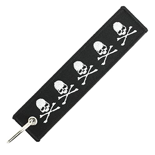 CLJ - Porte-clés - 5 TETES DE MORT - BIKER - PIRATE - SKULL - Noir et blanc - Tête de mort - Bicker