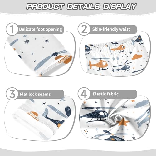 Wusikd Cute Helicopters Girls' Leggings Toddler Doodles Clouds Stars Blue Grey Kids Yoga Pants Dance Active Tights 4T3