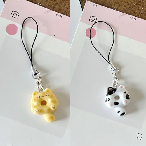 Elnwnnkc Of 6 Cats Phone Chain Stylish Cats Pendant Phone Charm Suitable for Home Decorating and Holiday Tree Hanging Colorful Cartoon Charm — view 3