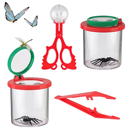 ZDNT 2 Stück Becherlupe Set,Insektenfänger,Pinzette Lupendose,Lupenbecher Kinder,Becherlupe Lupendose,Insekten Lupe Behälter,Becherlupen für Kinder,für Kinder Wissenschaft Outdoor Natur Erkundung