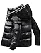 heekpek Herren Winterjacke Outdoor Steppjacke Herren Parka Jacken Männer Warme Winddicht Wasserdicht Puffer wintermantel mit Kapuze, Glänzendes Schwarz, XL