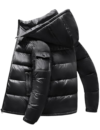 Voqeen Plumiferos Hombre Repelente Al Agua Ligero Chaqueta Plumas Capucha Desmontable Abrigo Acolchado Casual Invierno Chaqueta Termica Aislante Para El Uso Diario