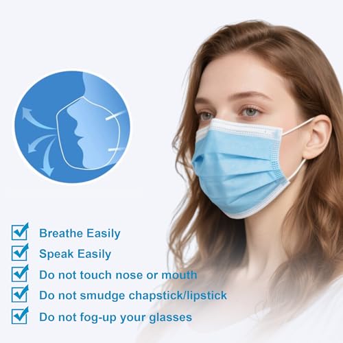 Image of LEMENT 100 Pcs Disposable Face Masks,Blue Disposable Mask 3 Ply Face Masks