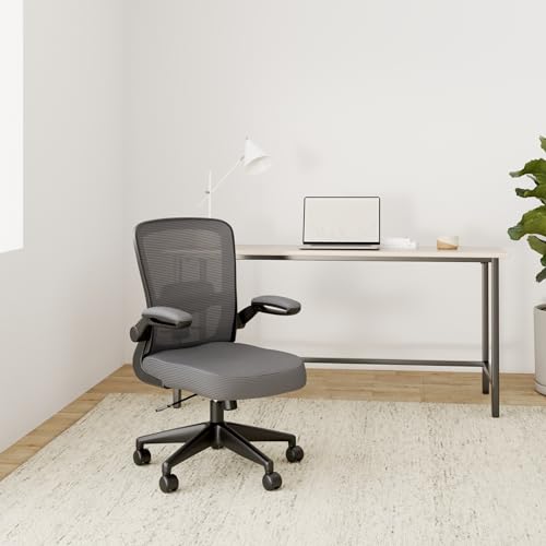 FelixKing Office Chair, Ergonomic Desk Chair Breathable Mesh Chairs Adjustable High Back Lumbar Support Flip-up Armrests, Executive Rolling Swivel Comfy Computer Chairs Home Office Dark Gray