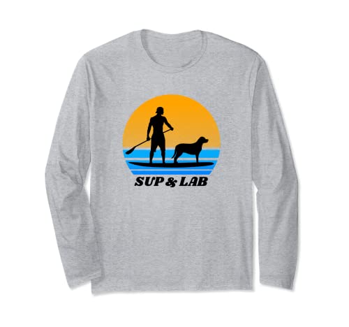 SUP & Lab Uomo Standup Paddleboarding Labrador Dad Maglia a Manica