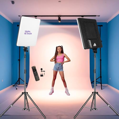 Image of ADZOYRL-16 LED LED Panel Ligth | Bluetooth Remote | 7 Foot Metal Tripod Stand | Collar Mic for Studio Photography /Video Recording /Baking /Calligraphy