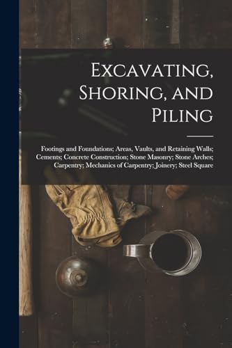 Excavating, Shoring, and Piling: Footings and Foundations; Areas, Vaults, and Retaining Walls; Cements; Concrete Construction; Stone Masonry; Stone ... Mechanics of Carpentry; Joinery; Steel Square
