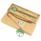 KVREET Natural semi-Precious Stone Vintage Bookmark Green Aventurine Jewelry Ruler Chakra Tree of Li