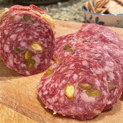Felino with Pistachio Salami, 12-14 oz Stick from Fortunas- Classic Sicilian-Style, Nitrate and Gluten-Free, All Natural Pork, Dry Cured Naturally in the USA. Perfect for Charcuterie Boards and Snacks
