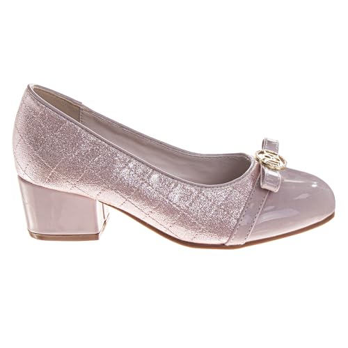Image of Josmo Girls Low Heel Dress Pumps Crystal Strap Formal Wedding Sandals Flower Girl Shoes for Toddler /Little Kid /Big Kid