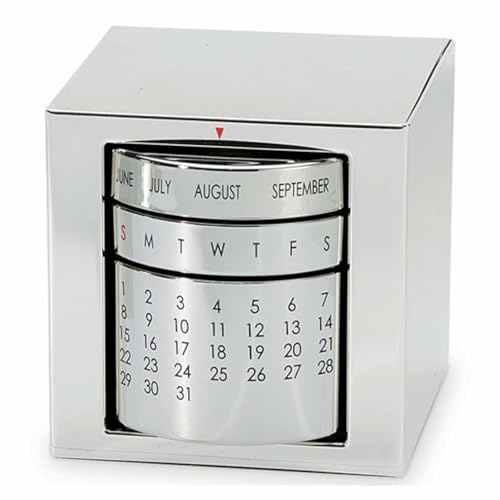Image of ZAHEPA Stainless Steel Perpetual Desk Calendar, Reusable Rotating Metal Block Calendar for Office Table & Home Decor, Stylish Gift for Professionals, Students & Corporate New Year Gifting (Silver)