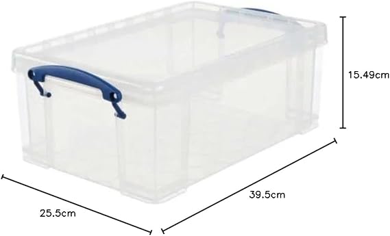 Really Useful Box 9 Litre Plastic Storage, Clear, Pack of 3