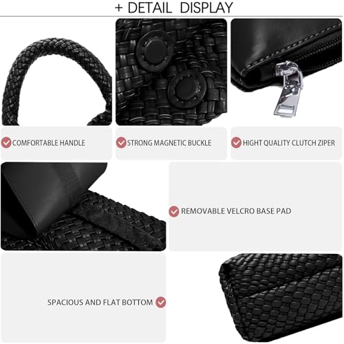 Image of JINMANXUE Woven Tote Bag for Women, Fashion Hobo Handbag, Travel Top-handle Shoulder Bag, Beach Underarm Bag with Purse