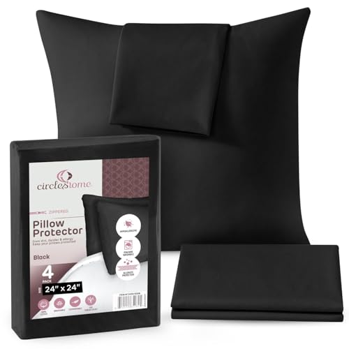 CIRCLESHOME Throw Pillow Protectors - 100% Cotton Breathable Pillowcases - 24 X 24 Square Pillowcases - Protects Pillows from Dirt, Dust and Debris (Square Pillow - 2 Pack- 24x24)