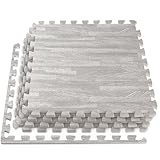 HomeCube USA - Piso de espuma de grano de madera entrelazado de 3/8 pulgadas de grosor, 24 x 24 pulgadas (gris, 16 pies cuadrados (4 azulejos))
