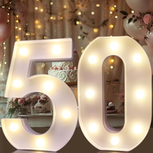 Pooqla 50th Birthday Decorations for Women Men, Light Up Numbers ...