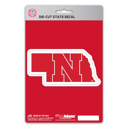 FANMATS 61343 NCAA - Nebraska Cornhuskers Team State Shape Decal Sticker 5 x 6.25 in. - Great Gift for Sports Fans - Works On Hard Surfaces - for Homes, Cars, Trucks, SUVs.