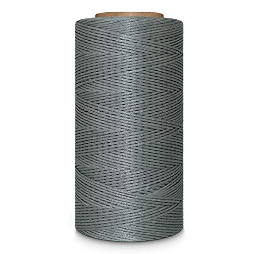 Leather Sewing Thread Stitching String - DIY Craft Flat Waxed Cord 284 Yards (Grey)
