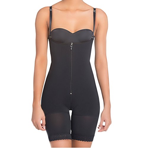 SILUET 1007 Braless Body Shaper for Women – Knee-Length Compression Bodysuit | Open Bust, Open Crotch | Two Back Options