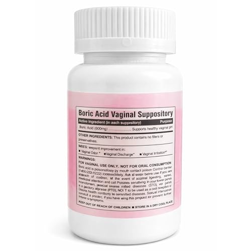 Image of N'More Vaginal Boric Acid Suppositories with Applicator - 600mg (60 Count), 100% Pure Boric Acid for pH Balance Support & Feminine Odor Control, Made in USA