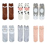 JiuHong 6 Pairs Unisex Baby Girls Socks Knee High Socks Animal Baby Stockings (M(1-3 Years))