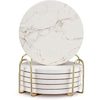 Lot De 6 Dessous De Verre En Céramique Style Marbre Rose – Hexagonaux, Avec Support Doré & Fond Liège