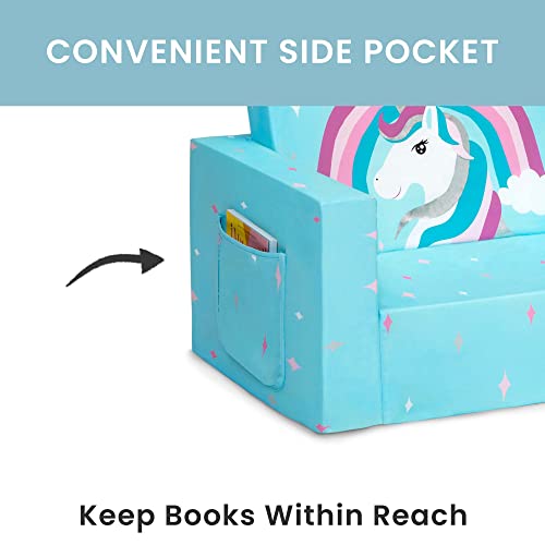 Delta Children Cozee 2-In-1 Convertible Sofa To Lounger - Comfy Flip Open Couch/Sleeper For Kids, Blue Unicorn #TOP5